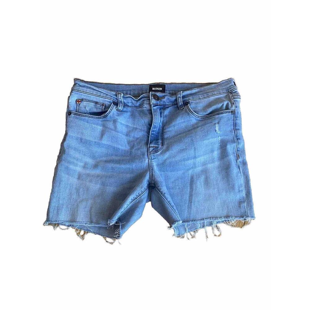 Hudson Custom Jean Shorts Cutoffs Raw Hem Denim Distressed Sz 31 Stretchy